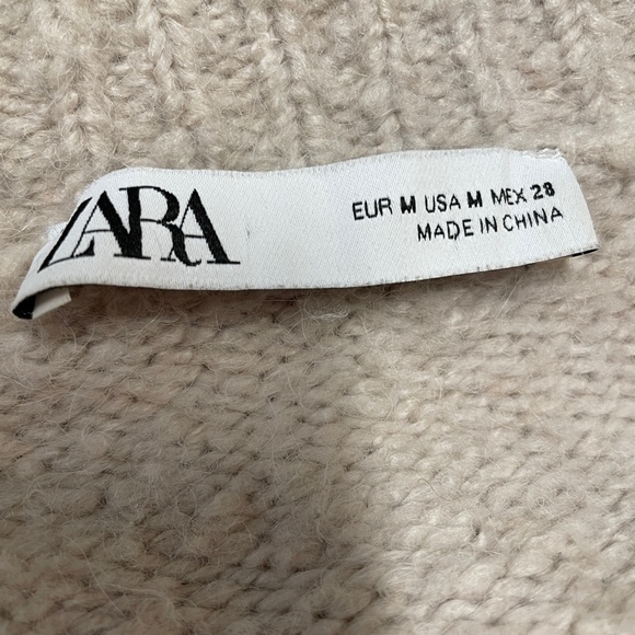 Zara Beige Wool Flower Floral Sweater Cardigan - Picture 10 of 12